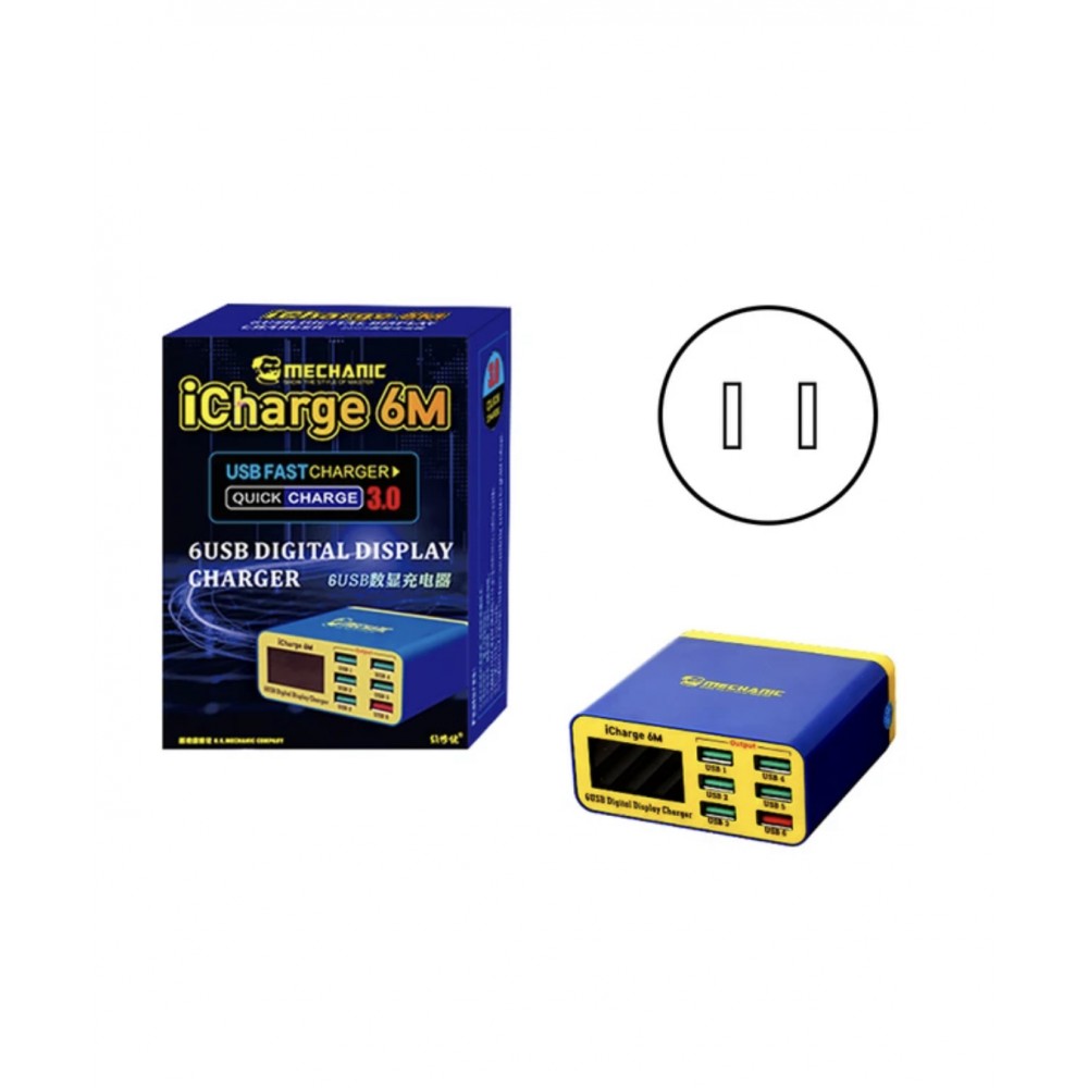 Mechanic Icharge 6m Dijital Ekran 6 USB Girişi Hızlı Şarj Cihazı Mechanic Icharge 6m Dijital Ekran 6 USB Girişi Hızlı Şarj Cihazı