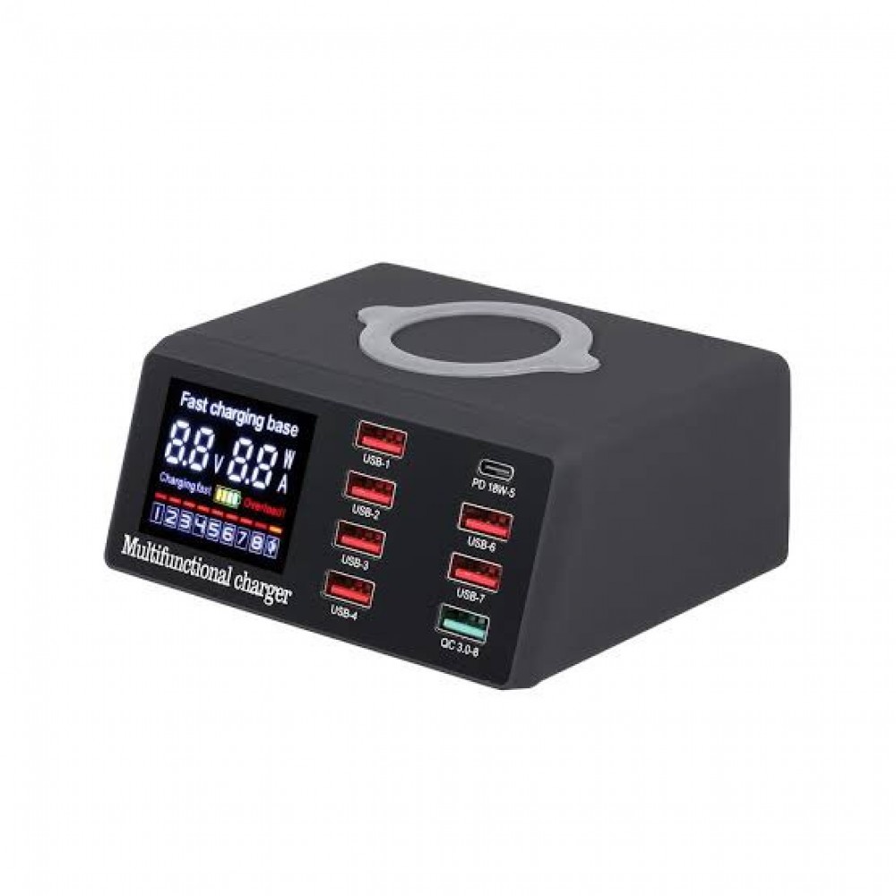 X9 100W Qc3 8 Portlu Usb Pd Çıkış Led Ekran Hızlı Şarj Wiriless Özelikli X9 100W Qc3 8 Portlu Usb Pd Çıkış Led Ekran Hızlı Şarj Wiriless Özelikli